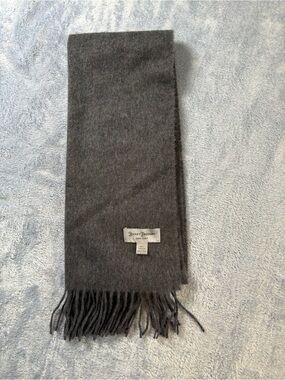 Hickey Freeman Charcoal Gray Cashmere Fringe Scarf #3215